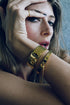 KARTER Thin Gold Cuff Bracelet with Chain Closure